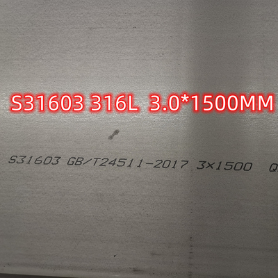 Placas de acero inoxidables de acero inoxidables de las propiedades 316L de la placa de ASTM A240 S31603 316L
