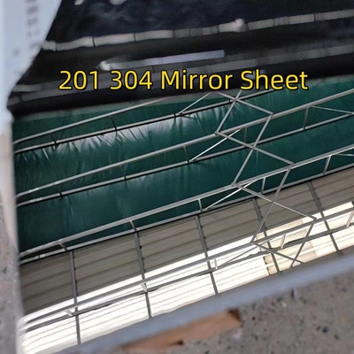 Un lado espejo brillante con papel protector y otro lado Matt 304 hojas de acero inoxidable 4 pies x 8 pies