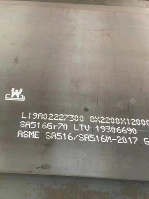 Placa de acero de carbono del grado 70 de ASME SA516, placa de acero laminada en caliente para la caldera