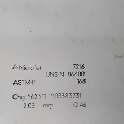 La aleación ASTM B166 niquela la placa de Inconel 600/la hoja de Hastelloy 600
