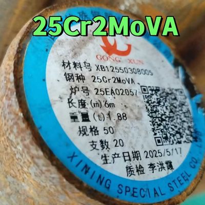 Barras redondas de acero de aleación 25Cr2MoVA laminadas en caliente 50*6000 mm para tornillos y tuercas de turbinas a alta temperatura