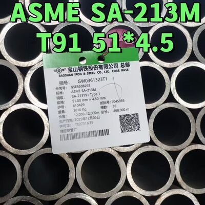 Tubo de acero sin costura de aleación ASTM/ASME SA312 T91 51*4.5mm usado para calderas