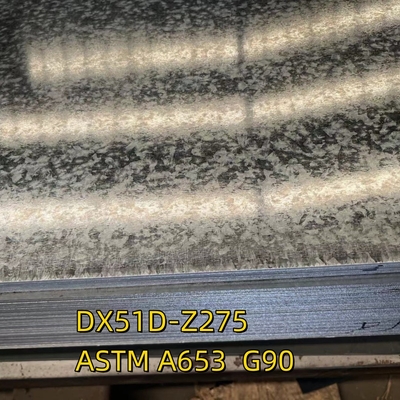 Material DX51D-Z275 ASTM A653 G90 Hoja de acero galvanizado 3.0x1250*2500MM Esángulo cero
