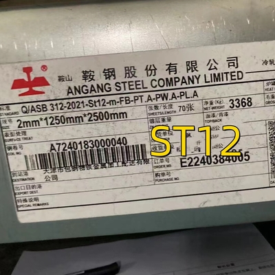 Q/ASB 312-2021-St12-m-FB-PT.A-PW.A 2.0*1250*2500 Hojas de acero laminadas en frío
