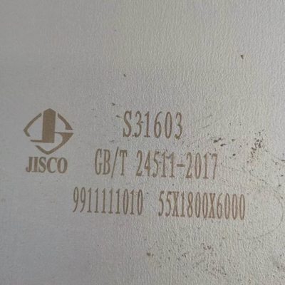 Acero inoxidable de espesor de 55 mm 316L Placa 2000*6000 mm Din1.4404 s31603 12 mm de espesor Placa SS grado 316