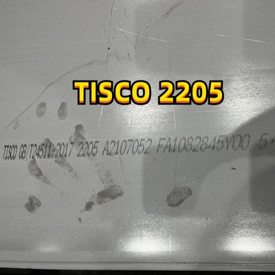 Placa de acero a dos caras inoxidable ASME SA240 S32205, de la placa de acero 2205 placa de acero a dos caras S31803 2205
