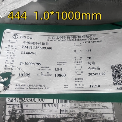 SUS444 2B S44400 EN1.4376 AISI 444 Hoja de acero inoxidable 1.0* 1000mm 1219mm de ancho