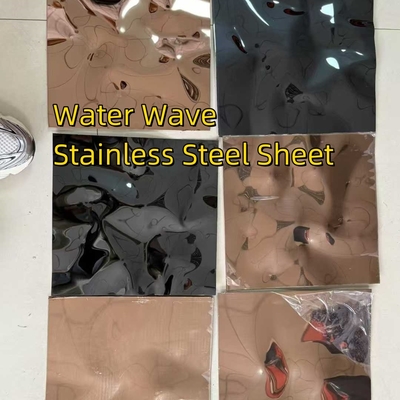 Decoración SUS304 Acero inoxidable Panel de hoja de onda de agua espejo negro pulido