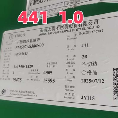 Material de las placas de acero inoxidable SUS444 THK 3MM LENGHE 2440MM ancho 1220MM