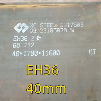 Placa de acero naval de alta resistencia laminada en caliente CCS BV ABS EH36, fuerza de impacto a -40 °C con pintura antioxidante